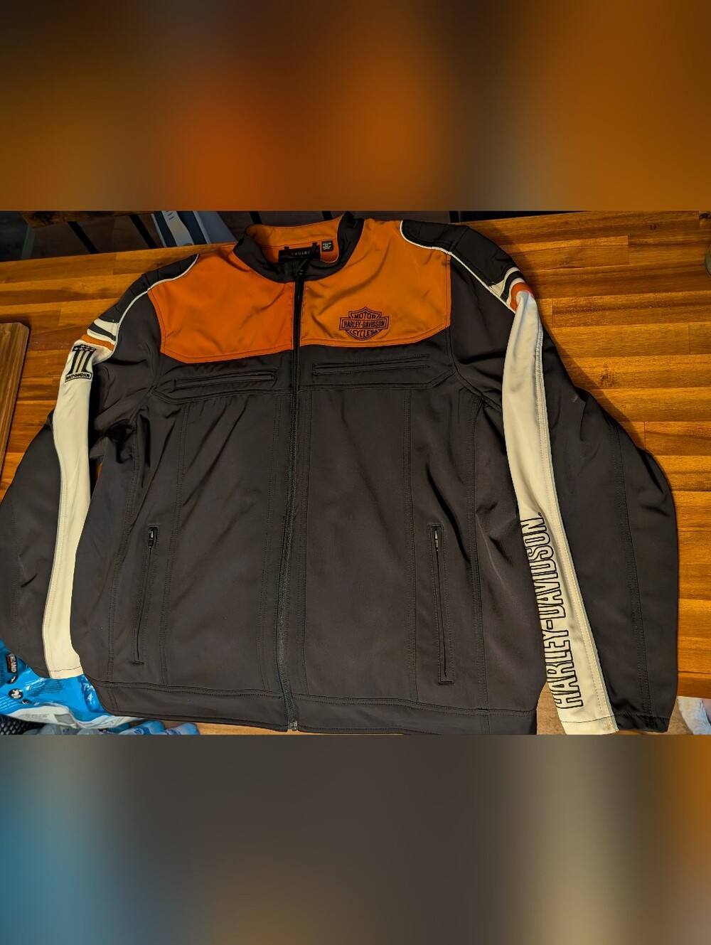 Harley-Davidson Black and Orange Motorcycle Jacket - Picture 4 of 9